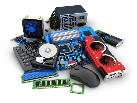 Laptop and computer parts (done in 3d rendering)